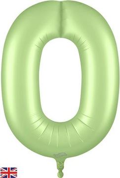 Oaktree 34inch Number 0 Satin Pastel Pistachio - Foil Balloons